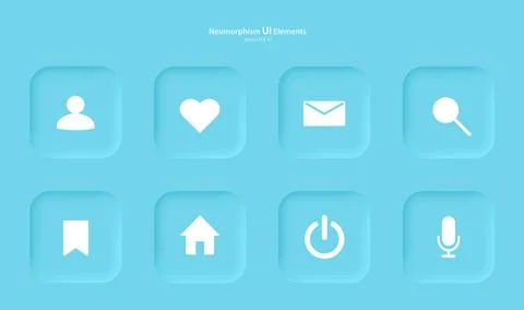 Set of buttons for designing user interface in blue. Elements, icons for mobile Stock Illustration