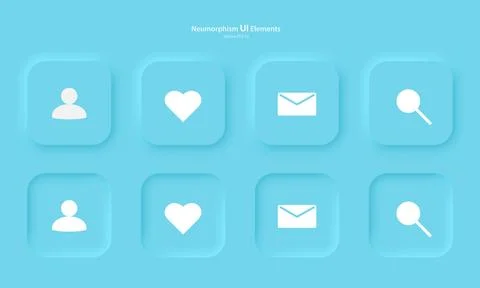 Set of buttons for designing user interface in blue. Elements, icons for mobile Illustrazione stock