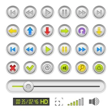 Set of buttons for media player Stock Illustration