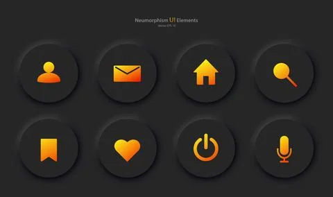 Set of buttons for user interface design in black with yellow elements Stock Illustration
