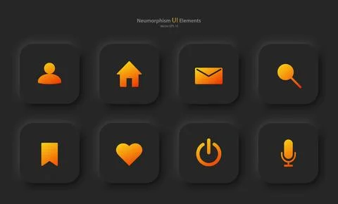 Set of buttons for user interface design in black with yellow elements. Stock Illustration