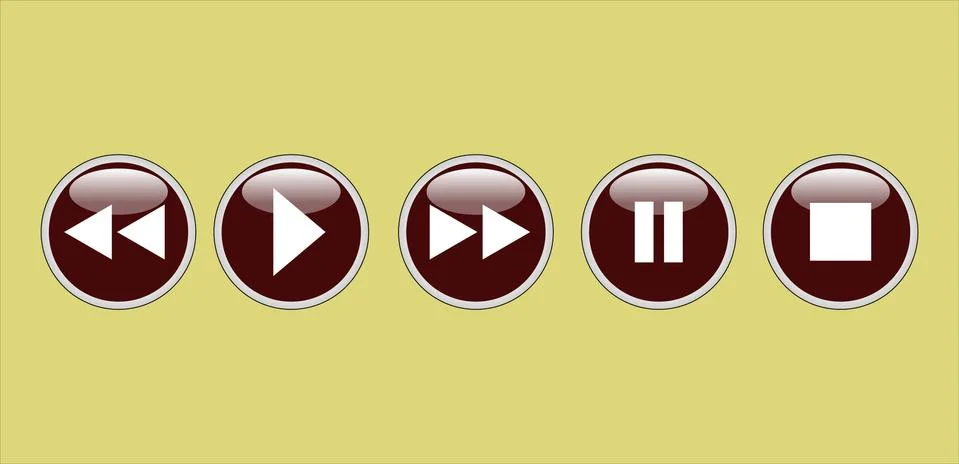 Set of buttons of the virtual audio player Stock Illustration