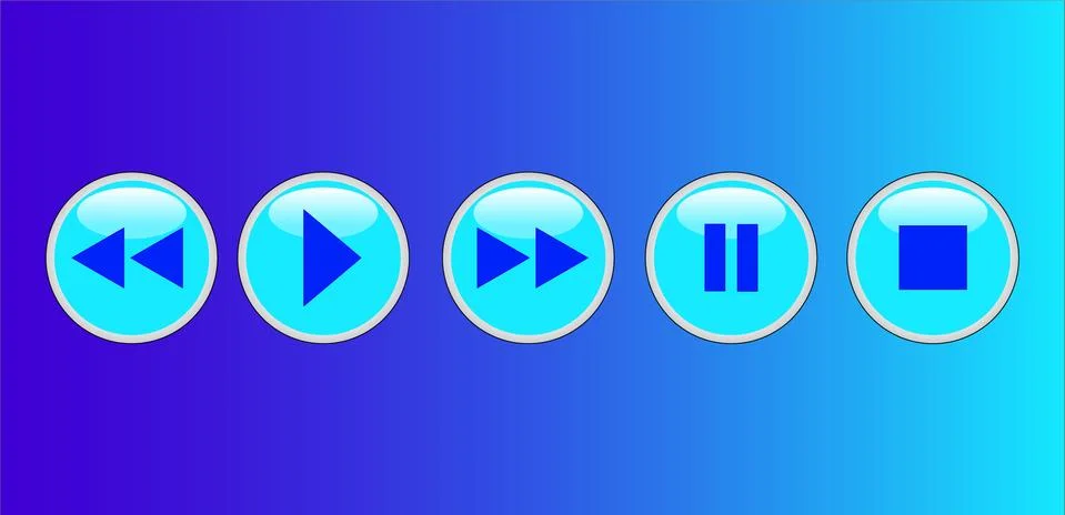 Set of buttons of the virtual audio player Stock Illustration