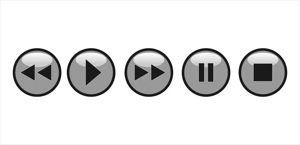 Set of buttons of the virtual audio player Stock Illustration