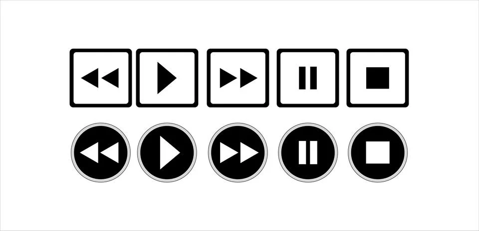 Set of buttons of the virtual audio player Stock Illustration