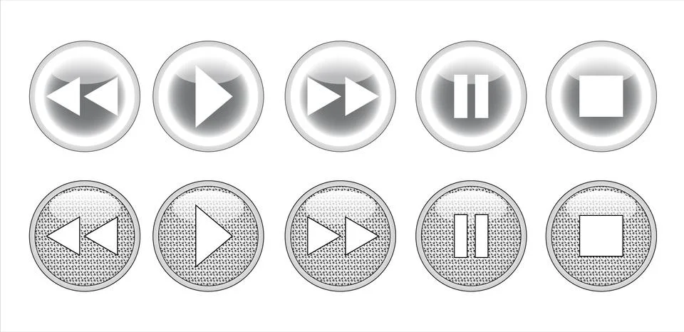 Set of buttons of the virtual audio player Stock Illustration