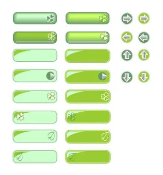 Set of buttons for web design in green design Stock Illustration