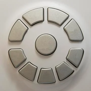 Set of buttons on white electronic device. Modern control panel interface. Foto stock