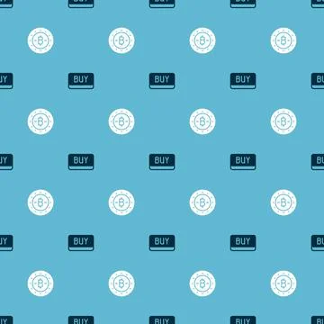 Set Buy button and Bitcoin on seamless pattern. Vector Illustrazione stock