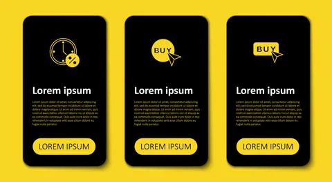 Set Buy button, and Clock and percent discount. Business infographic template Stock Illustration