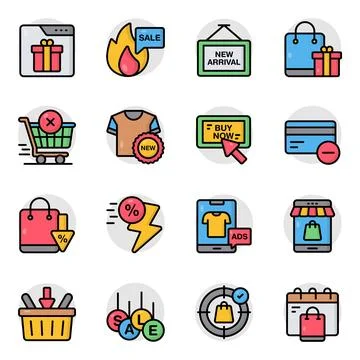 Set of Buy Flat Icons Stock Illustration
