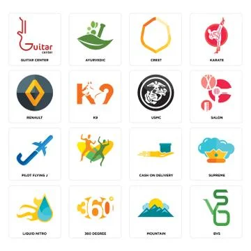 Set of bvs, mountain, liquid nitro, cash on delivery, pilot flying j, usmc, r Free Stock Illustration