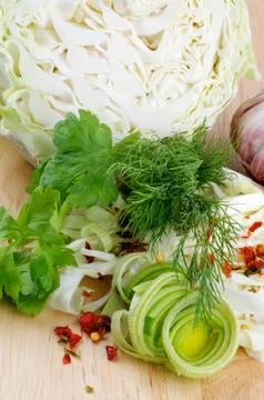 Set of cabbage and raw vegetables Stock Photos