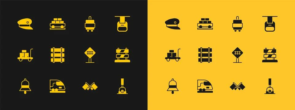 Set Cable car, High-speed train, Railroad crossing, Flag, Railway, railroad.. イラスト素材