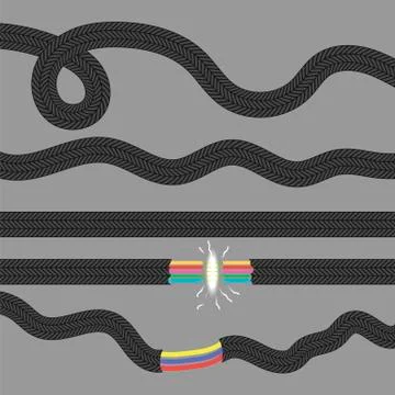 Set of Cables. Damaged Cable Stock Illustration