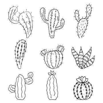 Set of cacti Stock Illustration