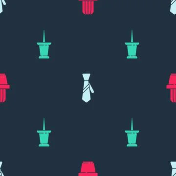Set Cactus and succulent in pot, Tie and Push pin on seamless pattern. Vector Stock Illustration