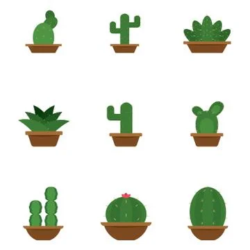 Set of cactus icons Stock Illustration
