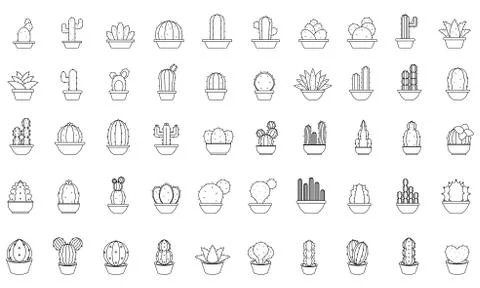 Set of cactus icons Stock Illustration