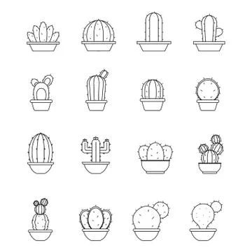Set of cactus icons Stock Illustration