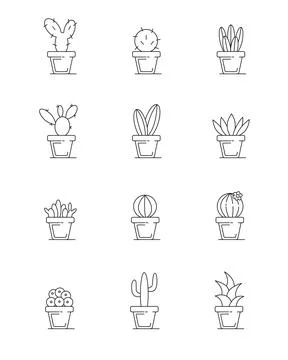 Set of cactus icons Stock Illustration