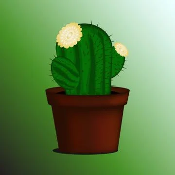 Set of cactus in a pot Stock Illustration