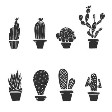 Set cactuses in the pots イラスト素材