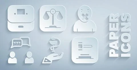 Set Caduceus snake medical, Censor and freedom of speech, Speech bubble cha.. 스톡 일러스트