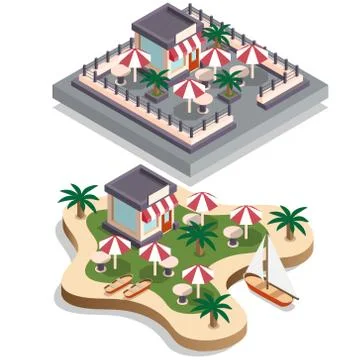 A set of cafes. Stock Illustration