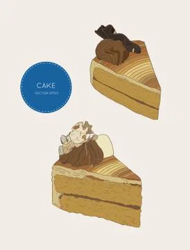 Set of cake, coffe cake skatech vector. Stock Illustration