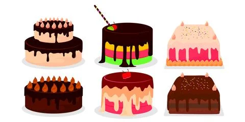 Set of cake Stock Illustration