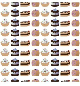 Set of cakes. Seamless pattern. Stock Illustration
