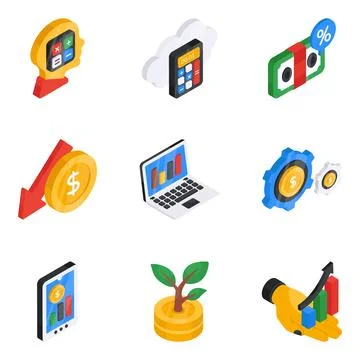 Set of Calculation Flat Icons Illustrazione stock