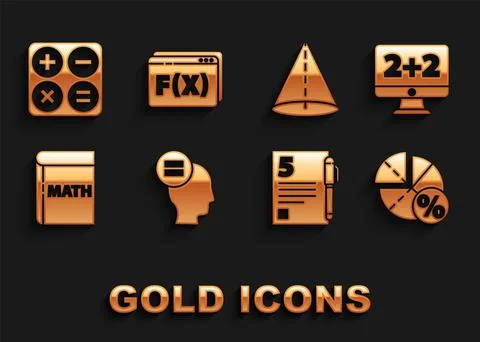 Set Calculation, Graph, schedule, chart, diagram, Test or exam sheet and pen Stockillustratie