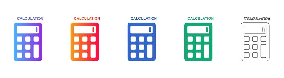 Set of Calculator Calculation Icons Stock Illustration
