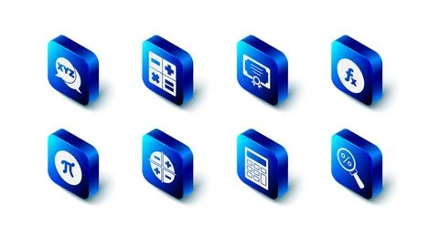 Set Calculator, Certificate template, Function mathematical symbol, Magnifying Stock Illustration