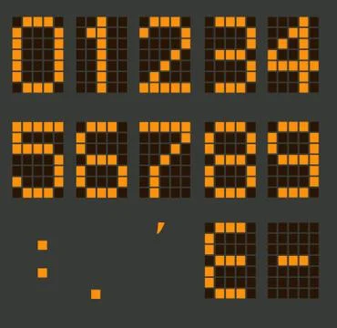 Set of calculator digital numbers. electronic figures. LCD digital number. Stock Illustration