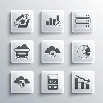 Set Calculator, Financial growth decrease, Pie chart infographic, Cloud イラスト素材