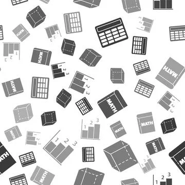Set Calculator, Geometric figure Cube, Book with word mathematics and Graph Illustrazione stock