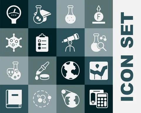 Set Calculator, Graph chart infographic, Test tube, To do list planning, Virus Stock Illustration