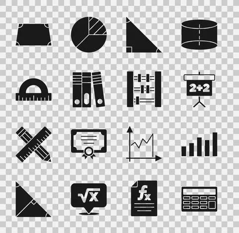 Set Calculator, Graph, schedule, chart, diagram, Chalkboard, Triangle math Stock Illustration
