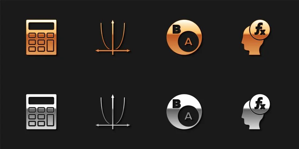 Set Calculator, Graph, schedule, chart, diagram, Subsets, math, is subset o.. Stock Illustration