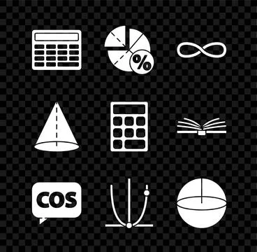 Set Calculator, Graph, schedule, chart, diagram, Infinity, Mathematics func.. Stock Illustration