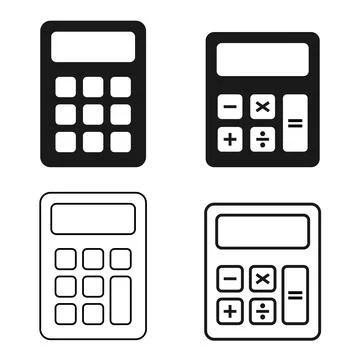 Set of Calculator icon, mathematics web button vector illustration. Internet Illustrazione stock