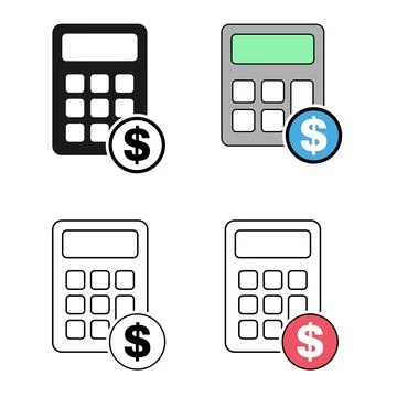 Set of Calculator icon, mathematics web button vector illustration. Internet Stock Illustration