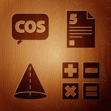 Set Calculator, Mathematics function cosine, Geometric figure Cone and Test or Stockillustratie