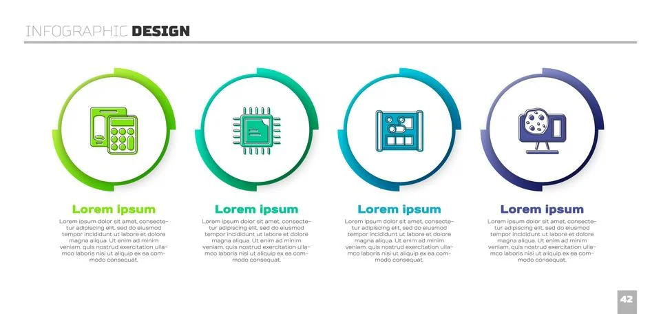 Set Calculator, Processor CPU, Graphing paper for engineering and Genetic Stock Illustration