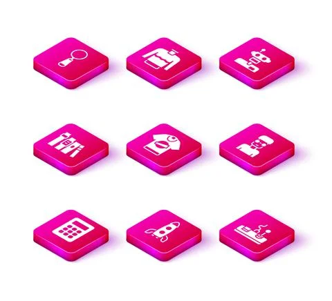 Set Calculator, Rocket ship, Book, T-shirt, Gamepad, Nerd geek, Robot and Stock Illustration