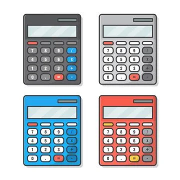 Set Of Calculator Vector Icon Illustration. School And Office Flat Icon 库存插图