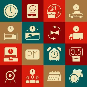 Set Calendar and clock, From 9, Delivery time, Always busy, Vacation, Time to 스톡 일러스트